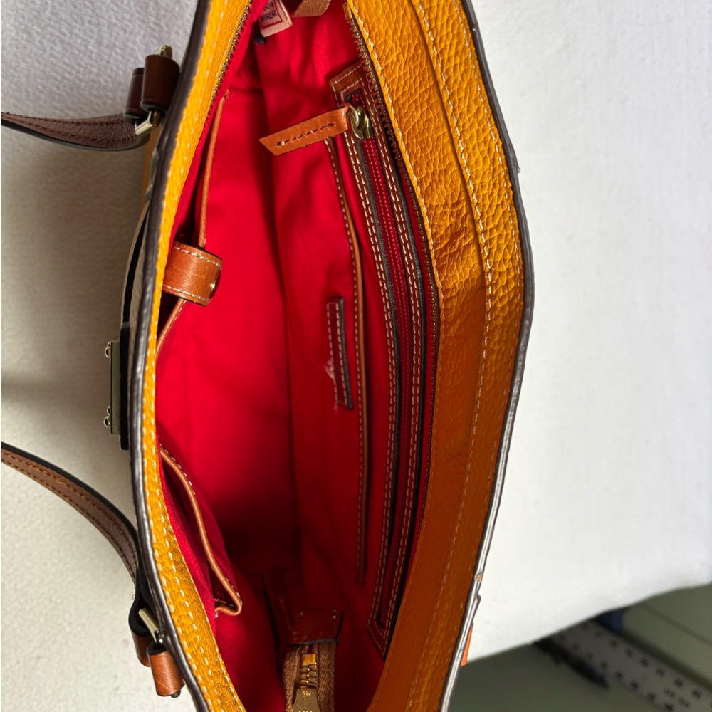 Dooney & Bourke Mustard Yellow Tote with Brown Accents - Picture 7 of 9